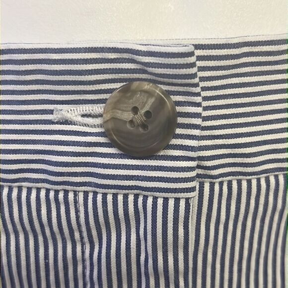 Land’s End Blue and White Vertical Striped Fit 2 Cropped Cotton Blend Pants- Siz - Picture 6 of 13